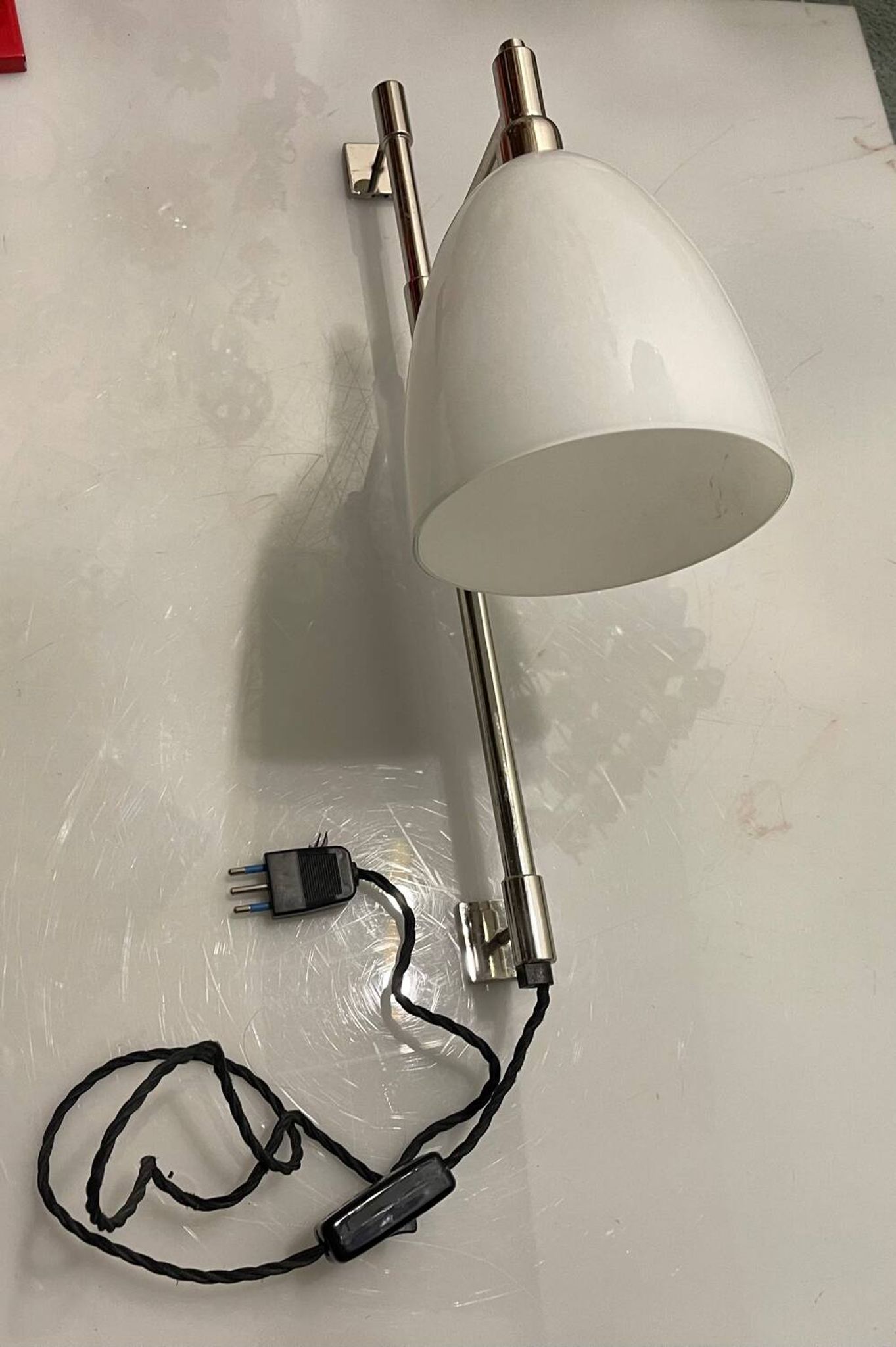 Large Opaline Glass Chrome Sconces Set of 2
