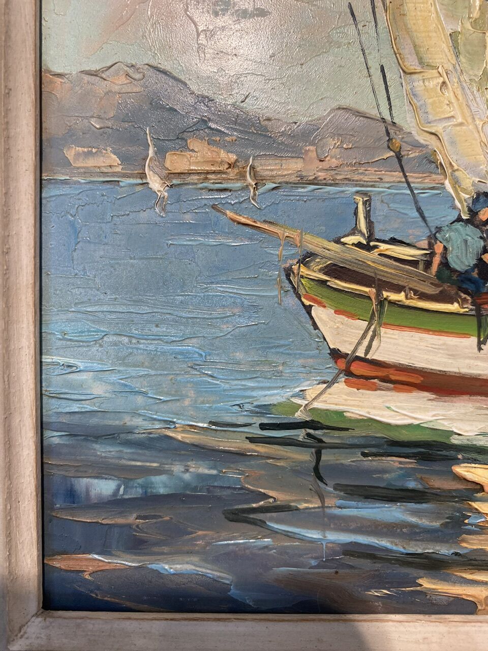 Old painting, Marine, signed B Franco, 50s/70s