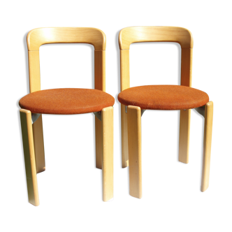 Pair of chairs in fabric orange Bruno Rey