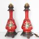 Paire de pieds de lampe rouges, 1900