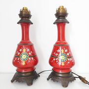 Pair of red lamps from 1900
