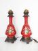 Paire de pieds de lampe rouges, 1900