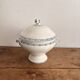 Antique Soup Tureen Vegetable Dish Faience Longwy Henri II Style Geometric Frieze