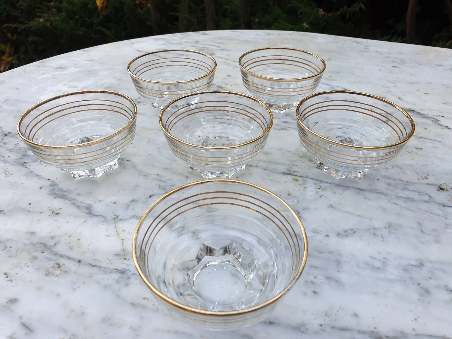 6 golden cut glasses from the 1930s
