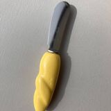 Art Deco butter dish with yellow and gold knife in ceramic