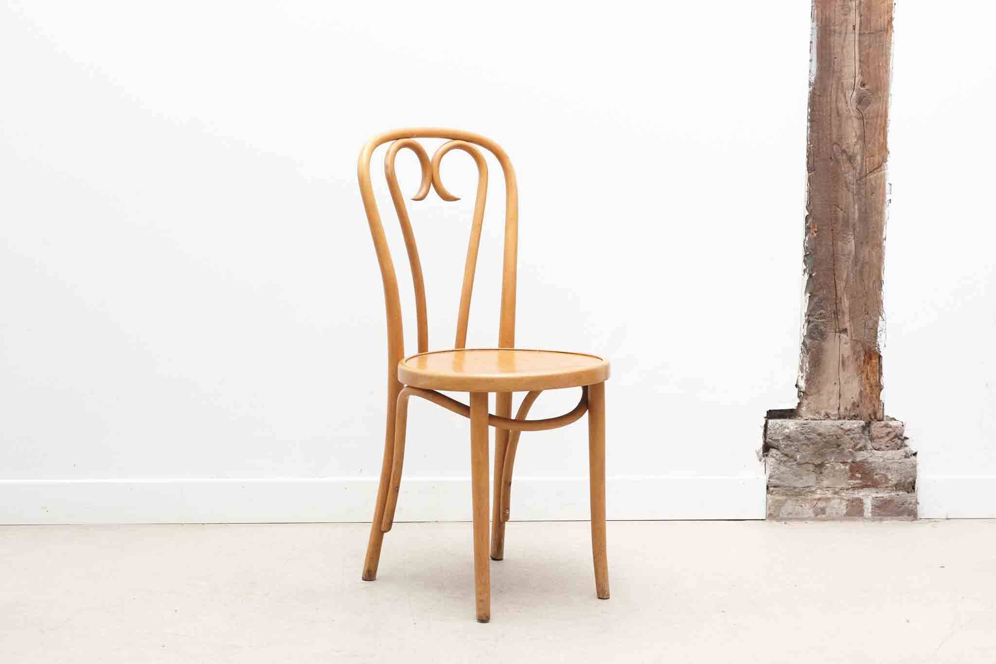 Thonet style heart bistro chair in beech