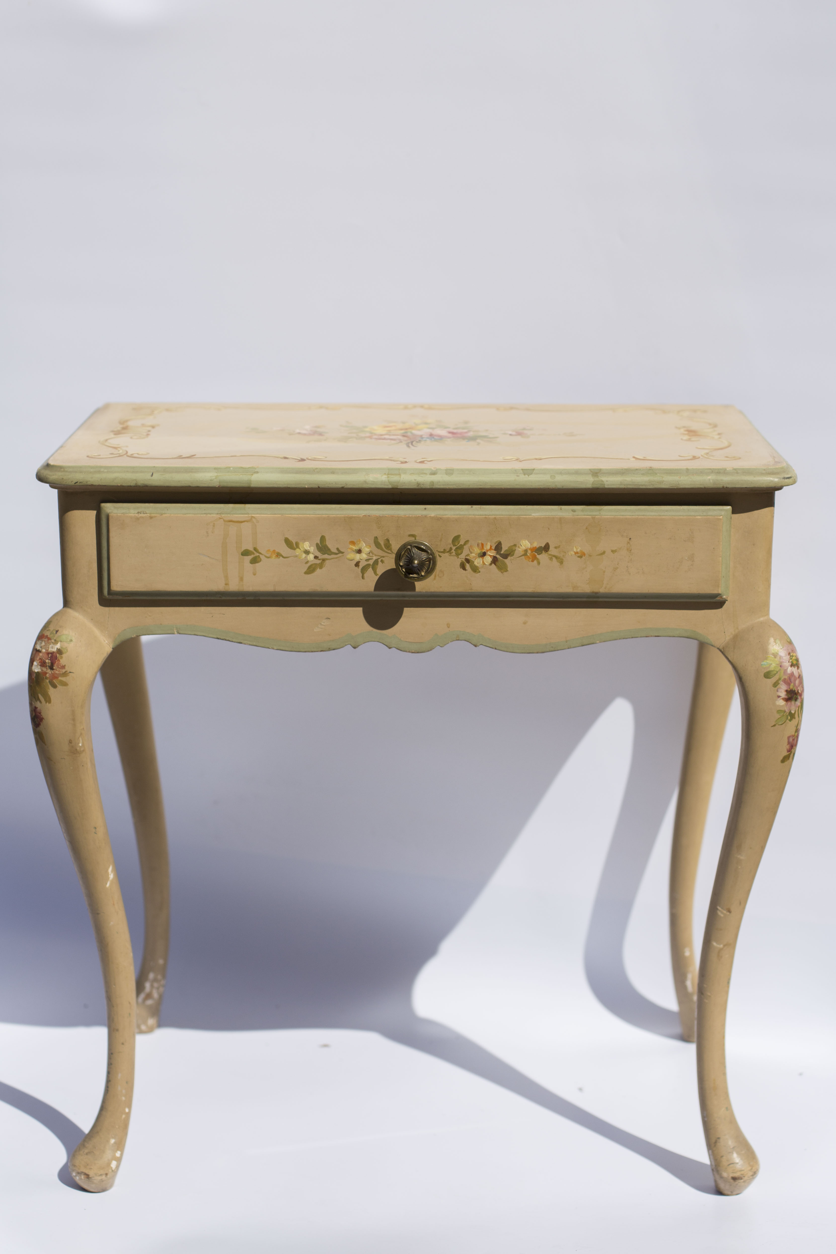 Pair of Louis XV style beside tables painted 50s