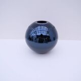 Murano vase by fendi in dark blue blown glass with mirror effect, italy 1990