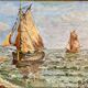 Ancient painting, Marine, signed 20th century