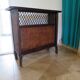 Rare vintage meuble de bar étagère bois rotin tressé années 80 rétro