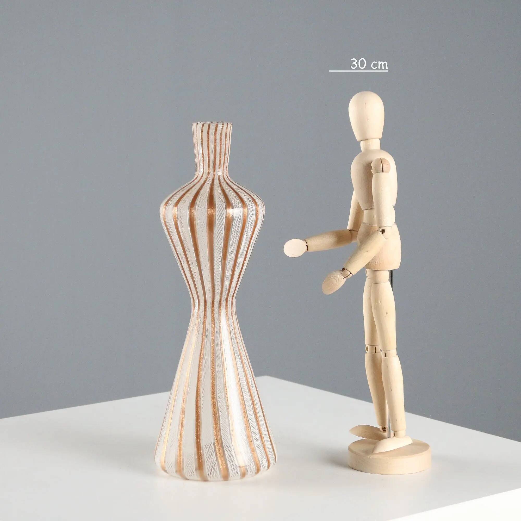 Vintage hourglass-shaped glass vase, designer, Italy, 1950s-1960s.