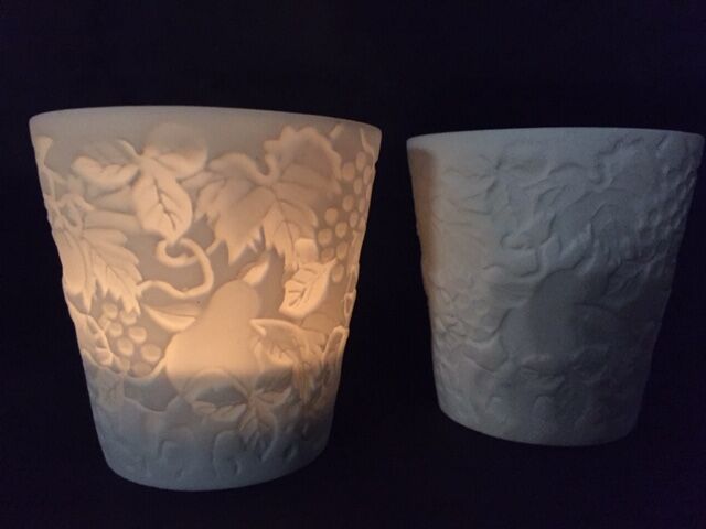 Set of 4 photophores in white biscuit