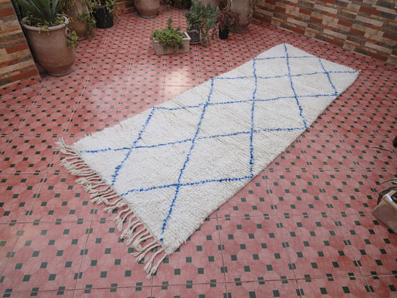 Beni Ouarain carpet hallway 100% wool 285 x 102 cm