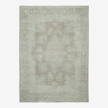 Hand-knotted persian vintage 1970s 298 cm x 398 cm beige wool carpet