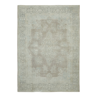 Hand-knotted persian vintage 1970s 298 cm x 398 cm beige wool carpet