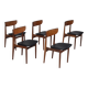 Ensemble de 5 chaises de salle à manger danoises, retapissées, bois de teck, années 1960.