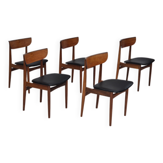 1960s, set of 5 Danish dining chairs, reupholstered, teak wood.