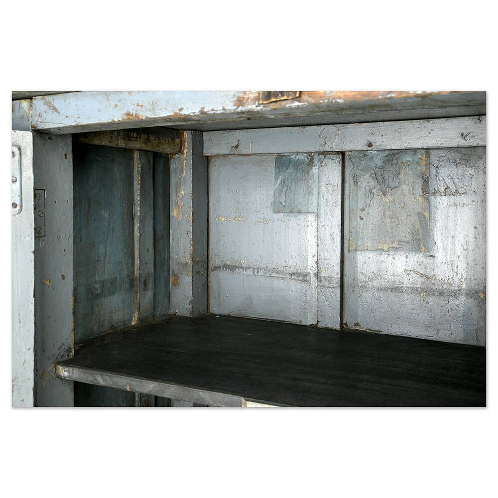 Glazed sideboard in patinated solid wood