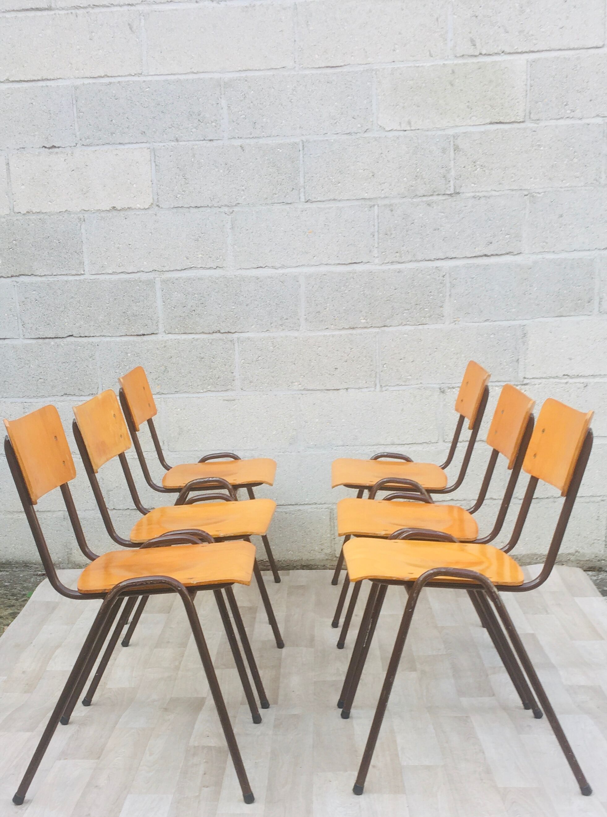 Set of 6 retro chairs in Vervoort wood