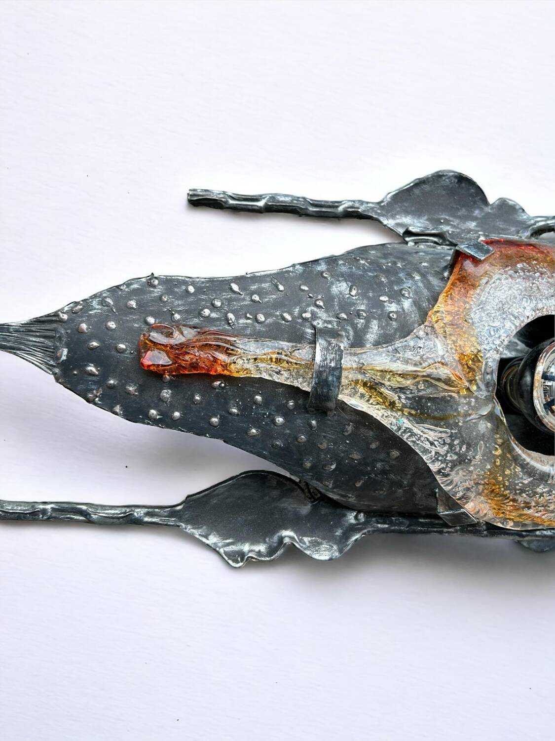 Tom Ahlstrom & Hans Ehrich - Pair Of Brutalist Sconces 1960s Metal And Glass