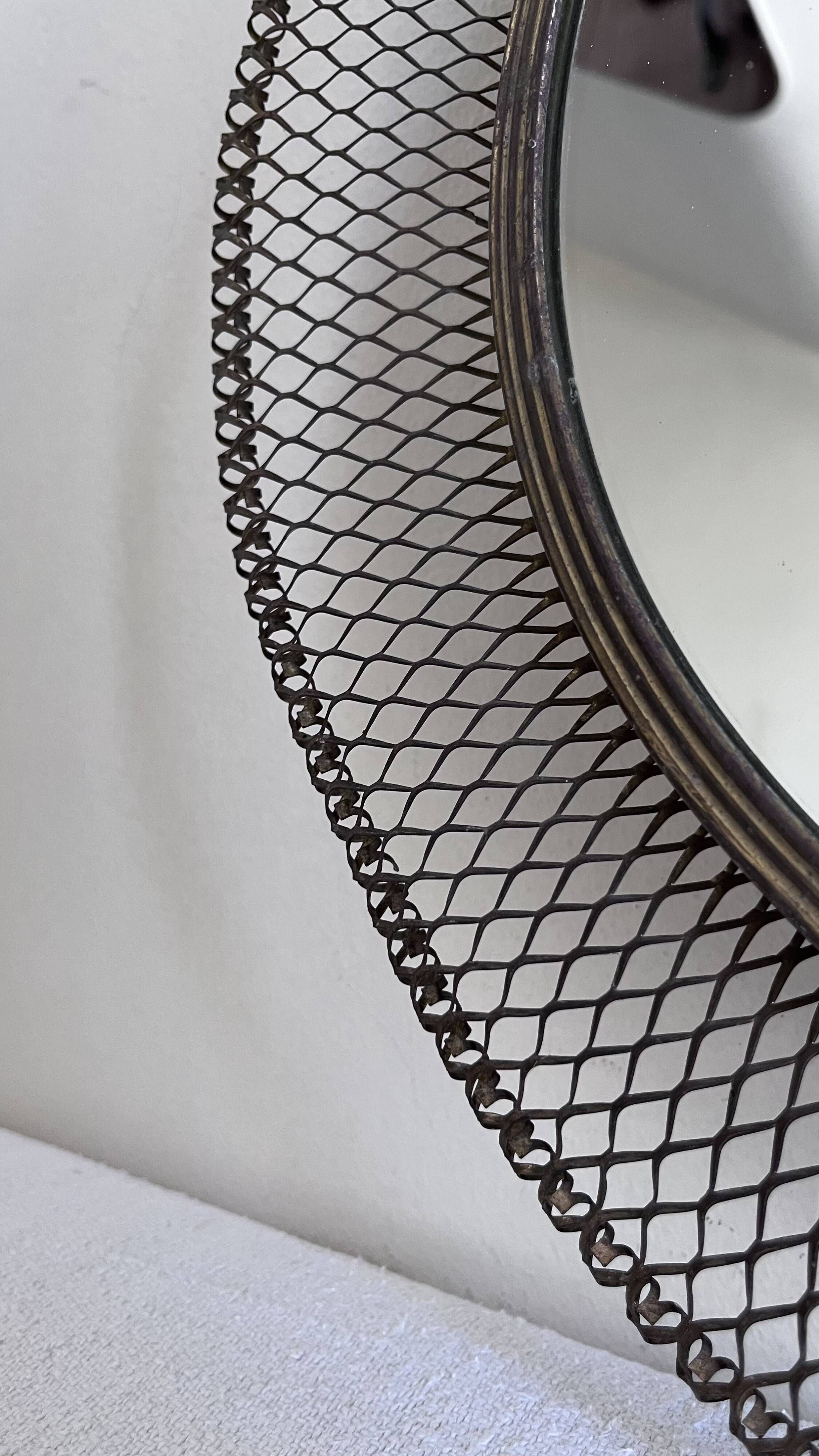 Italian sun mirror in golden mesh 1960 by Ponti