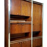 Scandinavian furniture in two modules in stained ash and chromed metal circa 1960