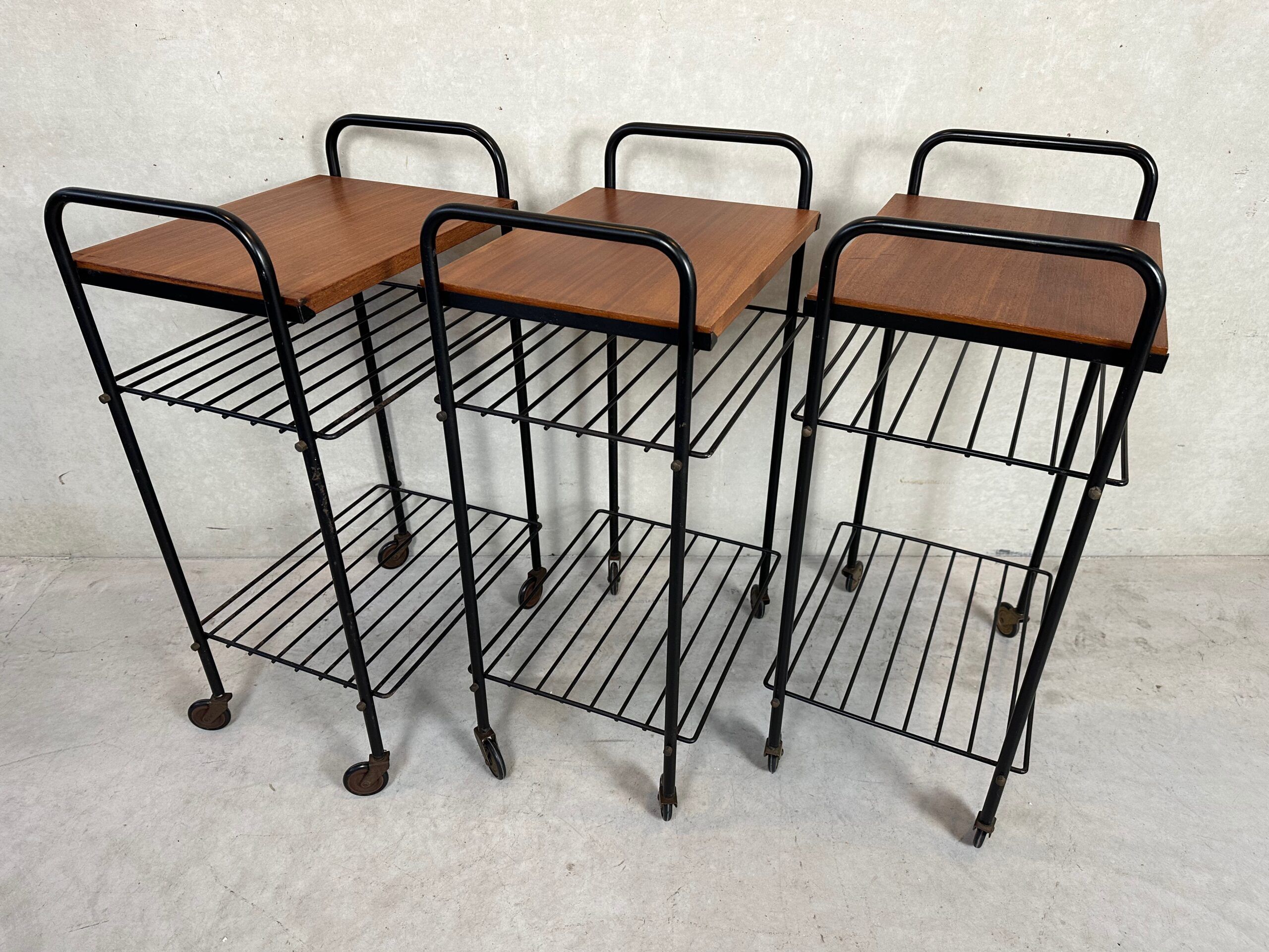 Vintage side table/70s trolley in teak