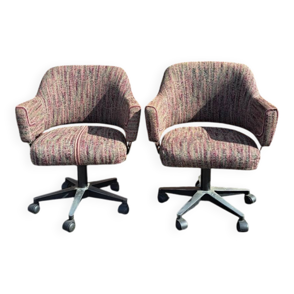 Lot de 2 fauteuils de bureau pivotant années 70