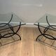 Pair of Black Lacquered Wrought Iron and Glass Side Tables, French Work