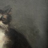 Oil on canvas portrait of a cat signed Henriette Barry 1899