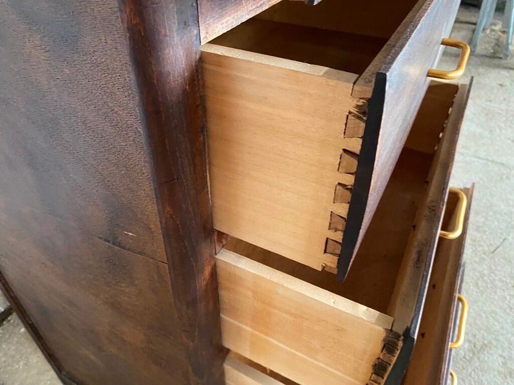 Storage cabinet with 5 drawers in white wood 50s