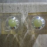 Pair of Pierre Giraudon resin inclusions bulbs
