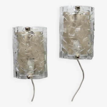 Pair of Scandinavian glass wall lamps, Vitrika, circa 1960