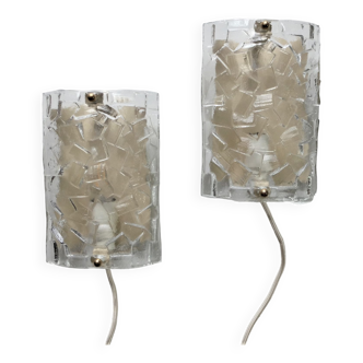 Pair of Scandinavian glass wall lamps, Vitrika, circa 1960