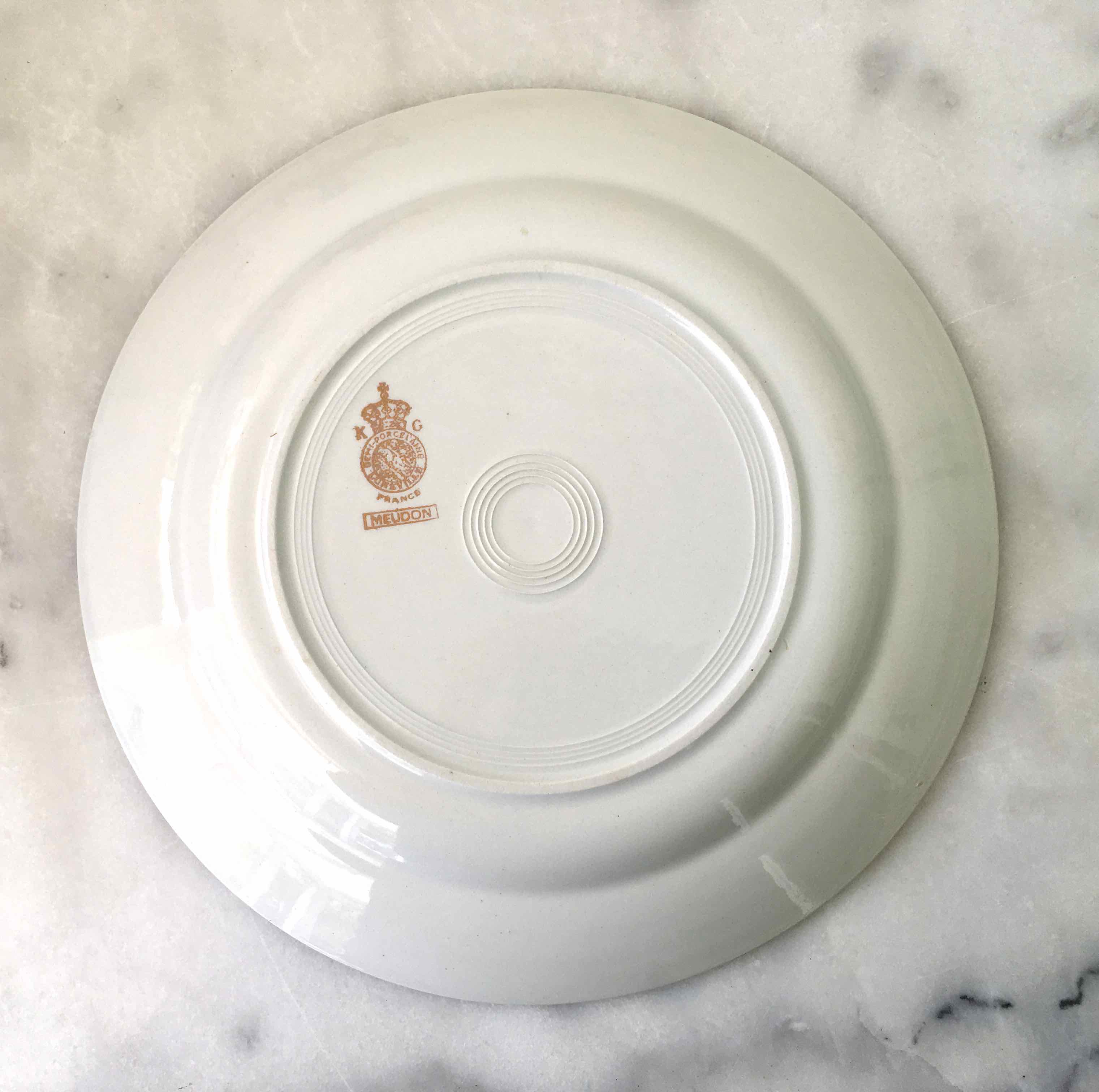 Set 6 flat plates fine earthenware Lunéville Meudon