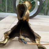 Vintage candle holder lamp in gilded bronze from the 19th century.