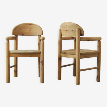 Chaises de salle à manger en bois de pin brutaliste attribuées à Rainer Daumiller pour Hirtshals Savvaerk