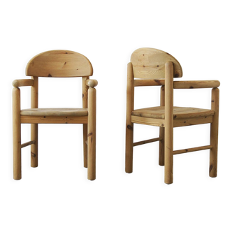 Brutalist pine wood dining chairs attributed to Rainer Daumiller for Hirtshals Savvaerk