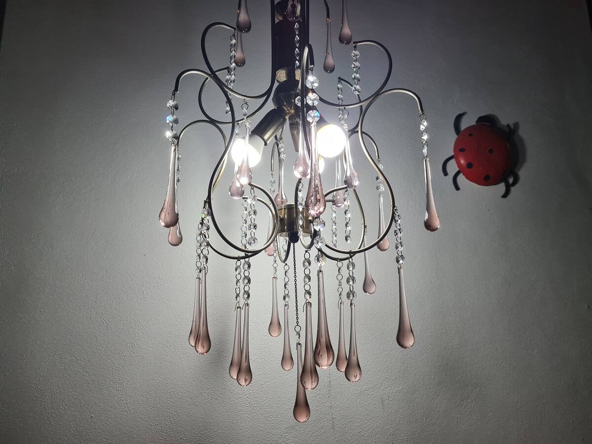 Antique Italian Chandelier Murano Glass Italy 1940s
