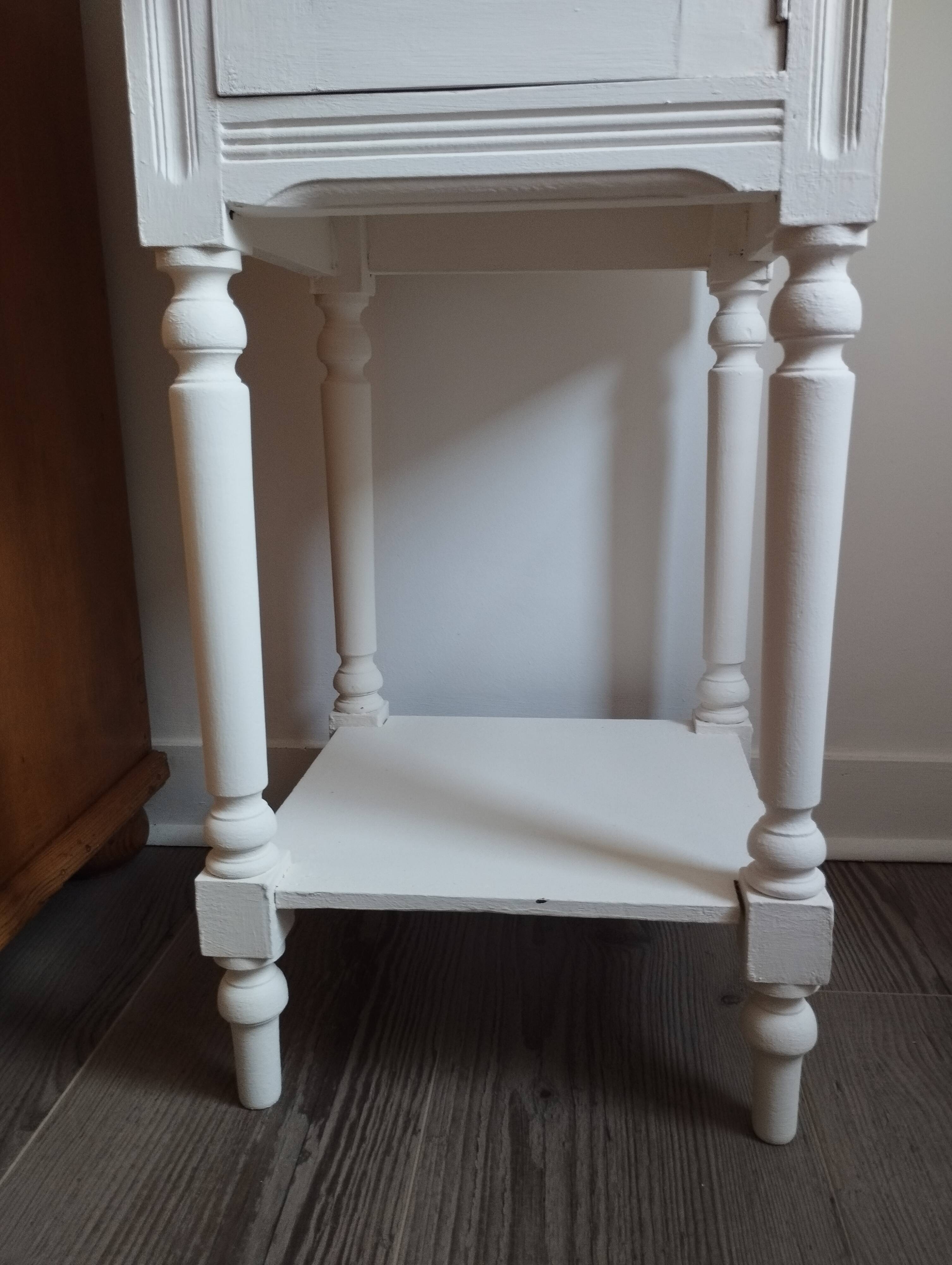 Farrow & Ball white painted high bedside table