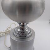 Lamp base in brushed and chromed aluminum