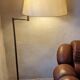 Walter von Nessen brass swivel-arm floor lamp with uplight, 1960s