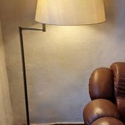 Walter von Nessen brass swivel-arm floor lamp with uplight, 1960s