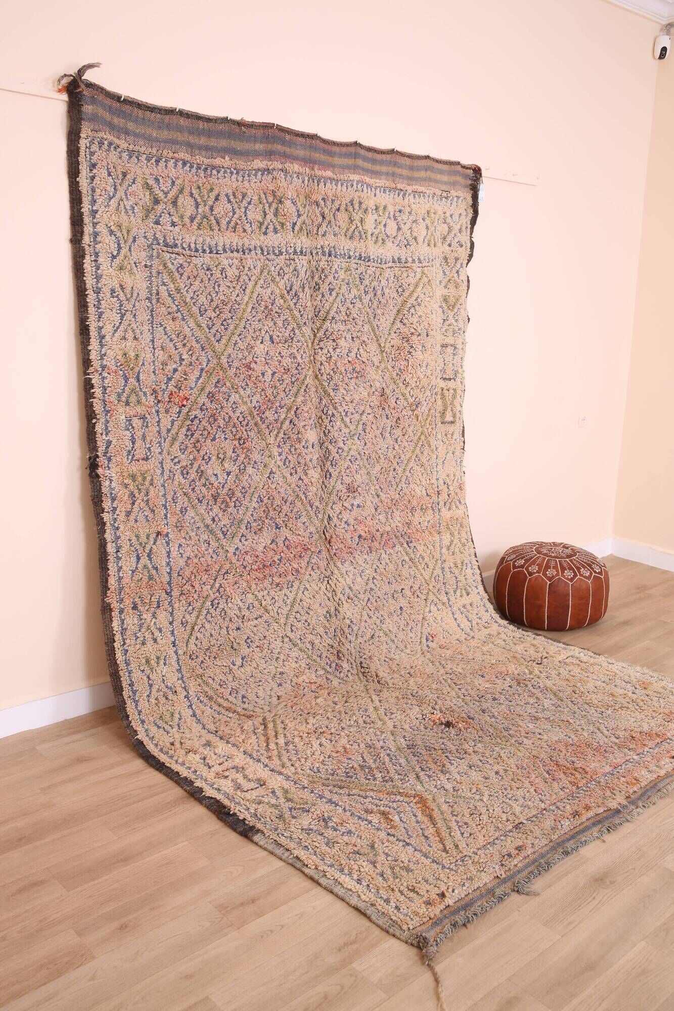 Vintage Moroccan Wool Rug 192 x 328 cm, Handmade Berber Rug, Bohemian Rug