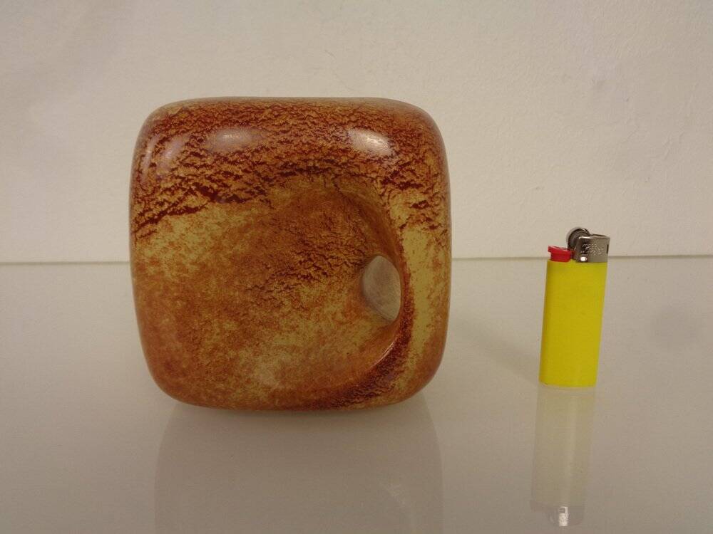 Italian ceramic cube vase by Roberto Rigon for Bertoncello, 1960s.