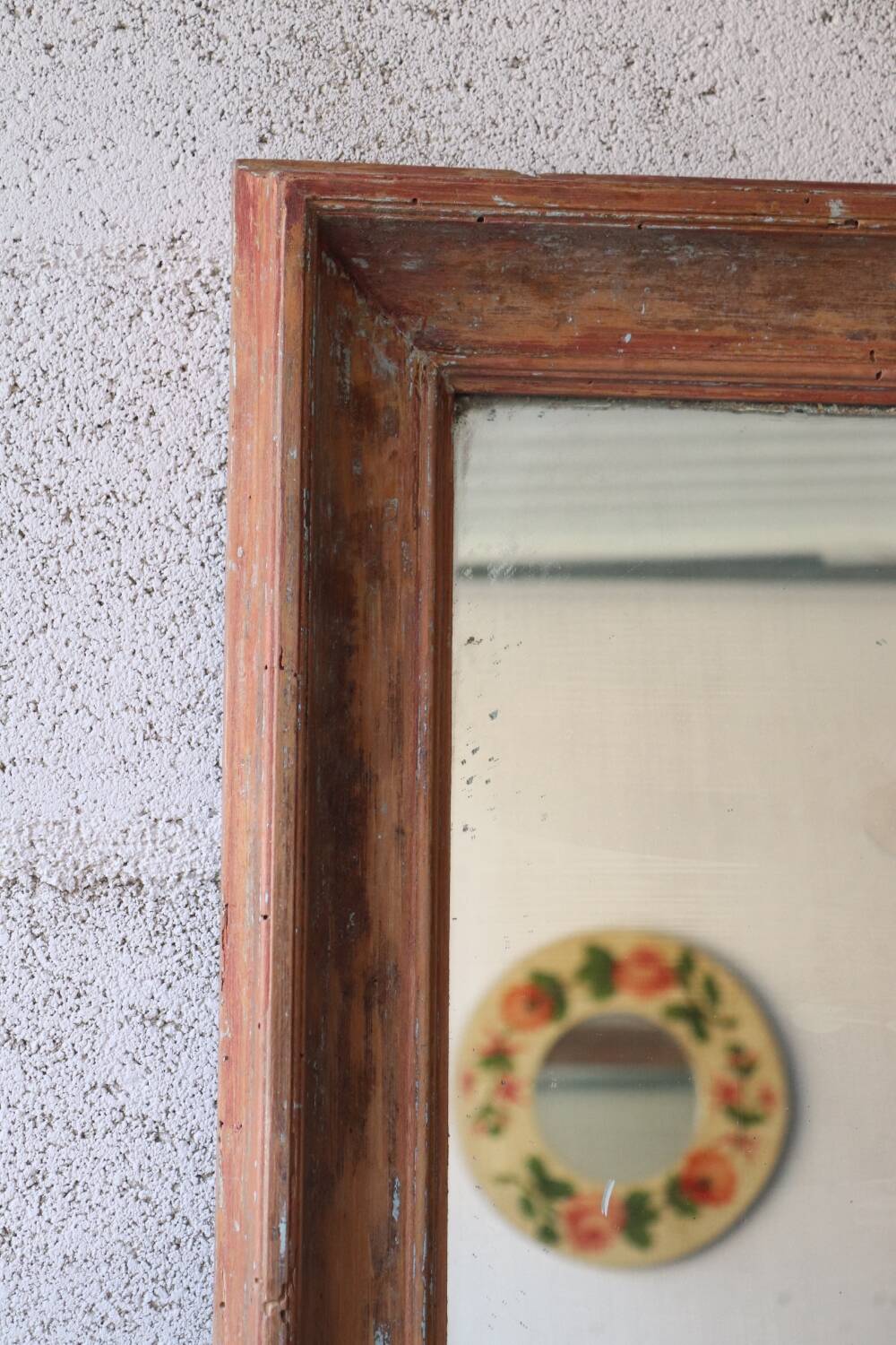 Large antique mirror in patinated wood h170cm
