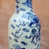 Large Chinese Celadon Vase with Shishi Decor, 19th Century China