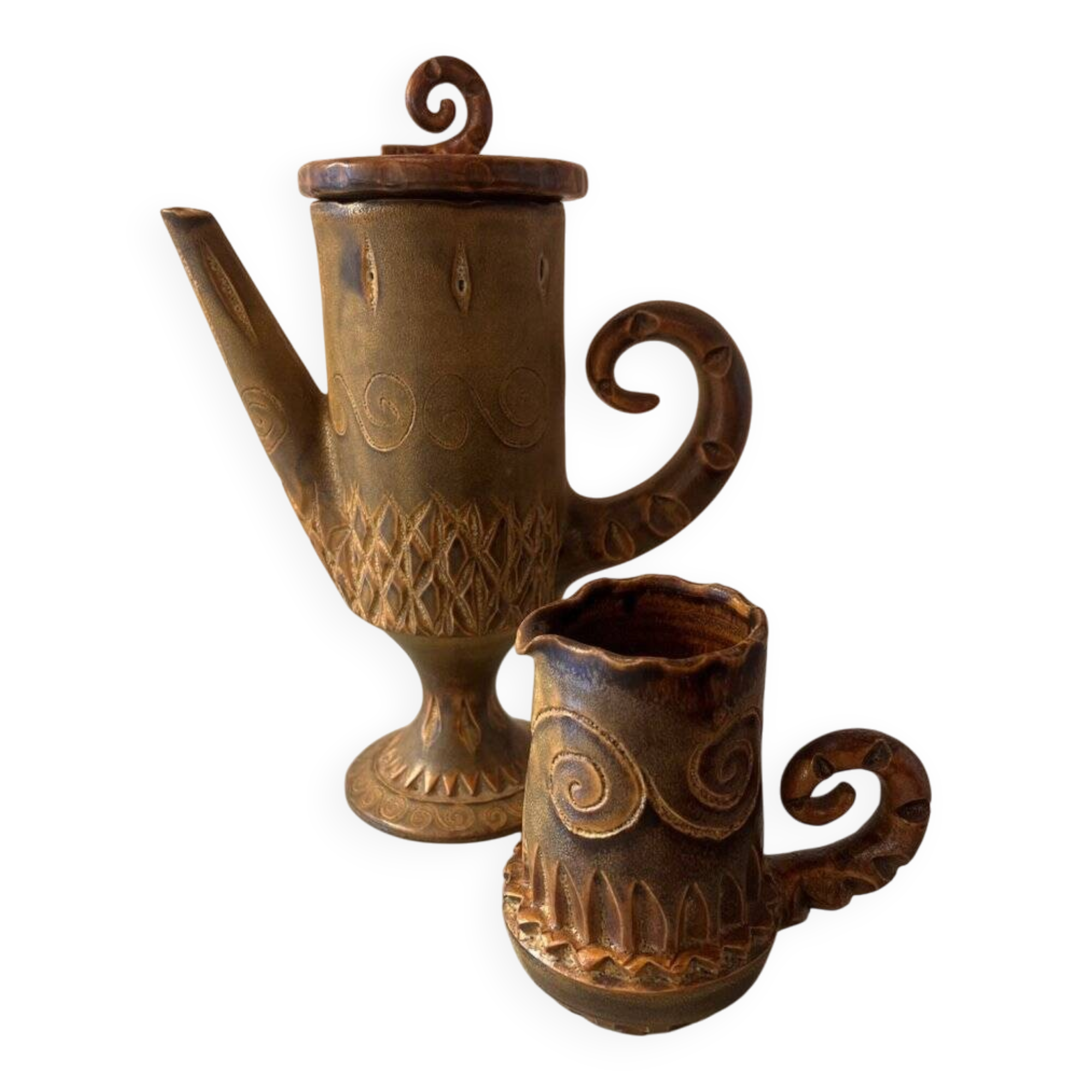 Ceramic service by Huguette Bessone for Vallauris, France, 1960s
