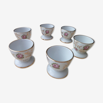 Set of 6 flowered shells in Limoges porcelain