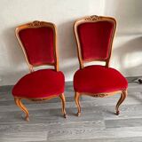 Set of 2 beech + velvet chairs